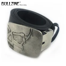 В Bullzine тяжелый Череп Пряжка на ремешке с Античная Серебряная отделка с поясом из искусственной кожи и подключения застежка FP-03698