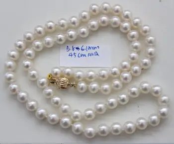 

Beautiful natural 5-6mm south seas white pearl necklace 18inch 36"