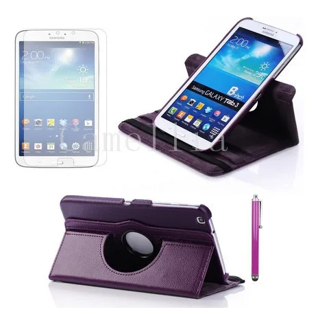 CucKooDo 360 градусов складной чехол для Samsung Galaxy Tab 3 8,0 гироборд с колесами 8 дюймов планшет T3100 Экран протектор и стилус - Цвет: Purple