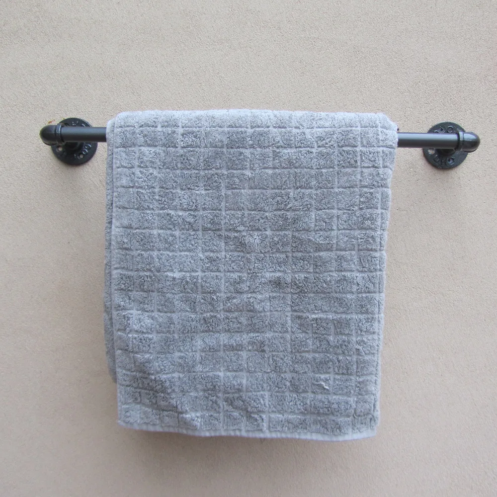 Industrial Retro Urban Rustic Iron Pipe Wall Mounted Towel Rack Rail