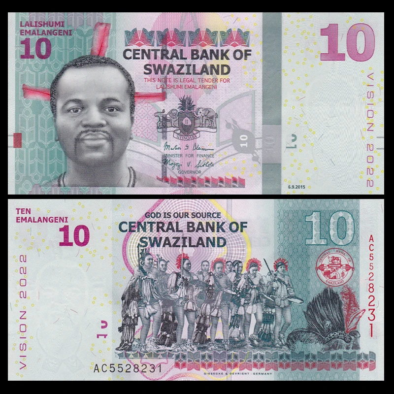UNC Swaziland 10 Emalangeni P-41 NEW 2017 2015 UNC Swaziland 10 Emalangeni P-41 NEW 2017 2015