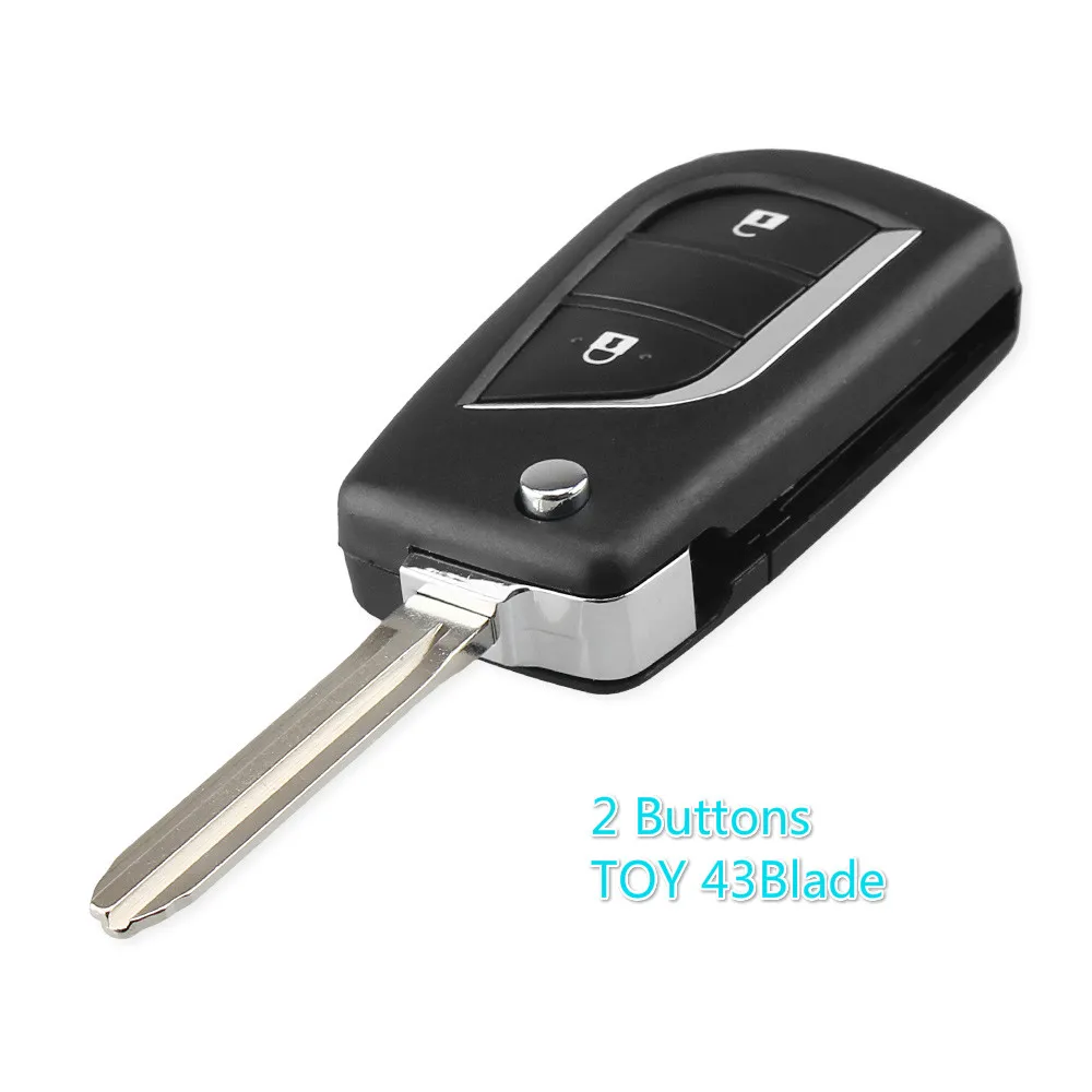 2 Buttons TOY43 KEYYOU Складной флип дистанционный Автомобильный ключ оболочка для Toyota Corolla RAV4 EX пустой VIOS чехол 2/3 Кнопка TOY43/TOY48 лезвие - Количество кнопок: 2 Buttons TOY43