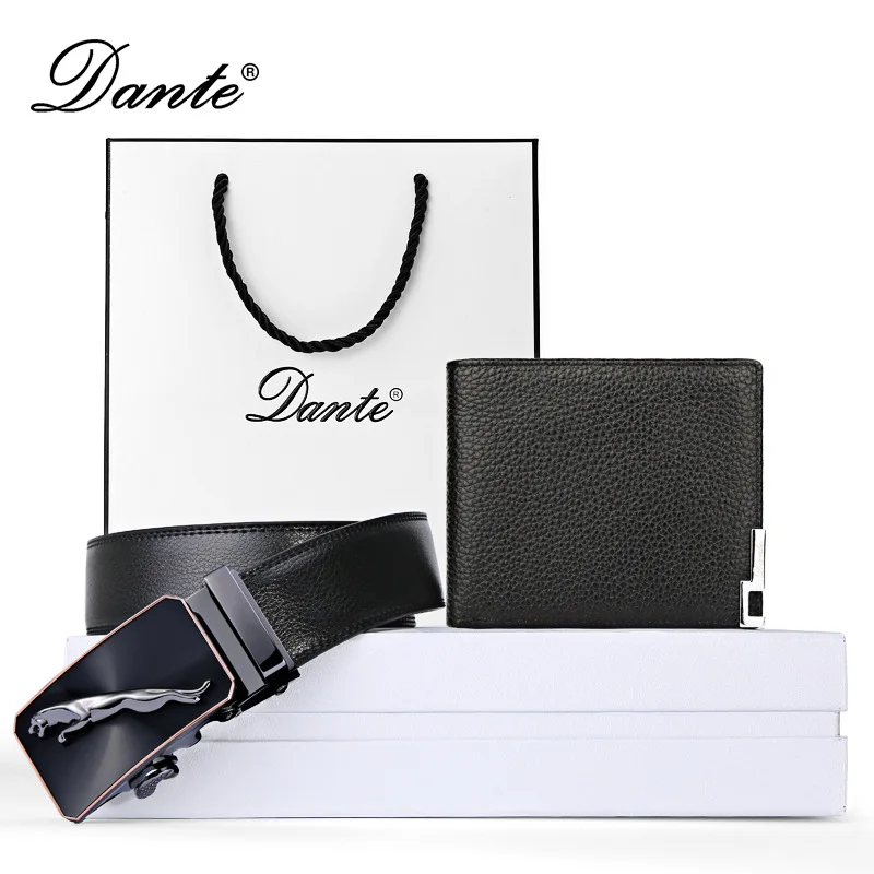 

Dante Brand Genuine Cow Leather Wallet + Belt Set Mens Fashion Male Purse And Waistband Best Present For Your Man Gift Package