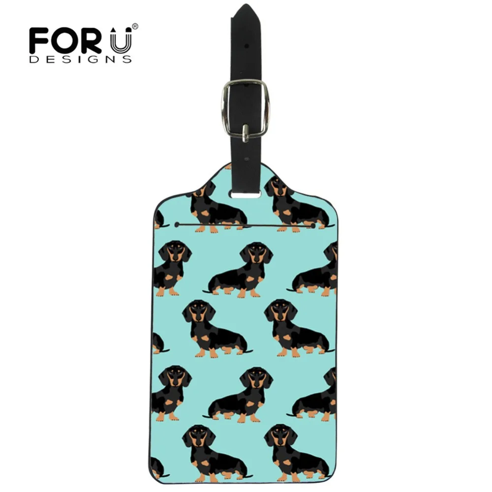 

FORUDESIGNS Dachshund Dog Printing Luggage Tags ID Address Holder Suitcase Portable Label Protection Cover Travel Accessories