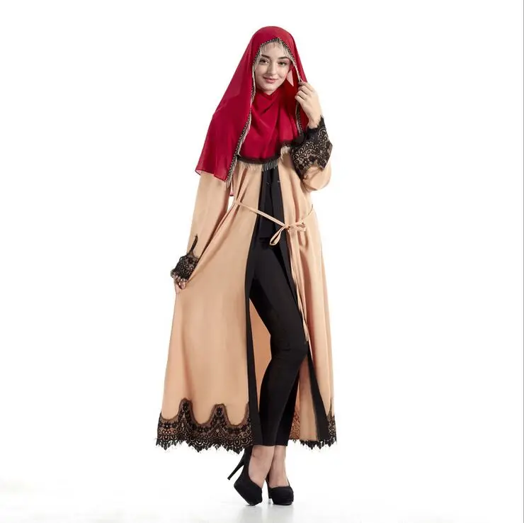 

Long Hui Muslim Dress Arab Middle East Islamic Robe Malaysia Turkey Southeast Asia Cardigan Hemp Lace Clothing 2017 Hot Sale