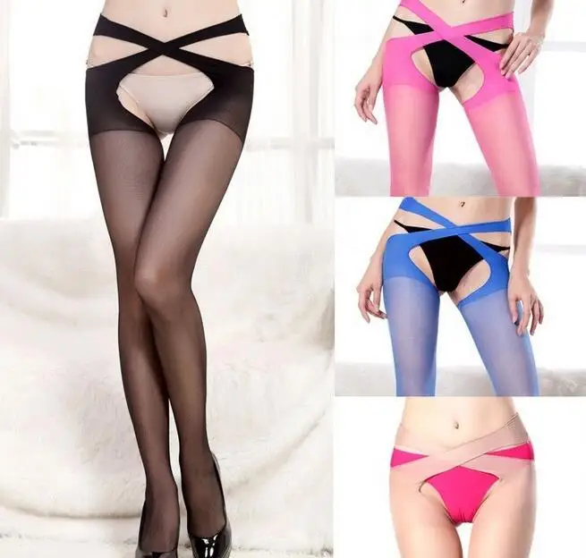 

Women Sexy Stockings Lingerie Stripe Elastic hosiery Transparent Black Tights Thigh Pantyhose 2018 NEW 5 Color
