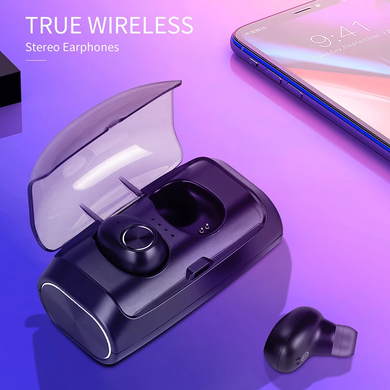 Дешево Arlado V6 Bluetooth наушники V5.0 с шумоподавлением, Спортивная игровая гарнитура, беспроводные стерео наушники с зарядным устройством 2600 мАч