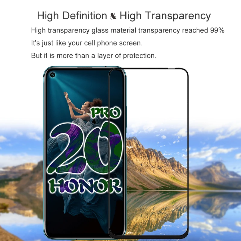 2 шт Полное покрытие закаленное стекло для huawei Honor 20 Pro защита экрана на защитное стекло чехол для YAL-L41 пленка