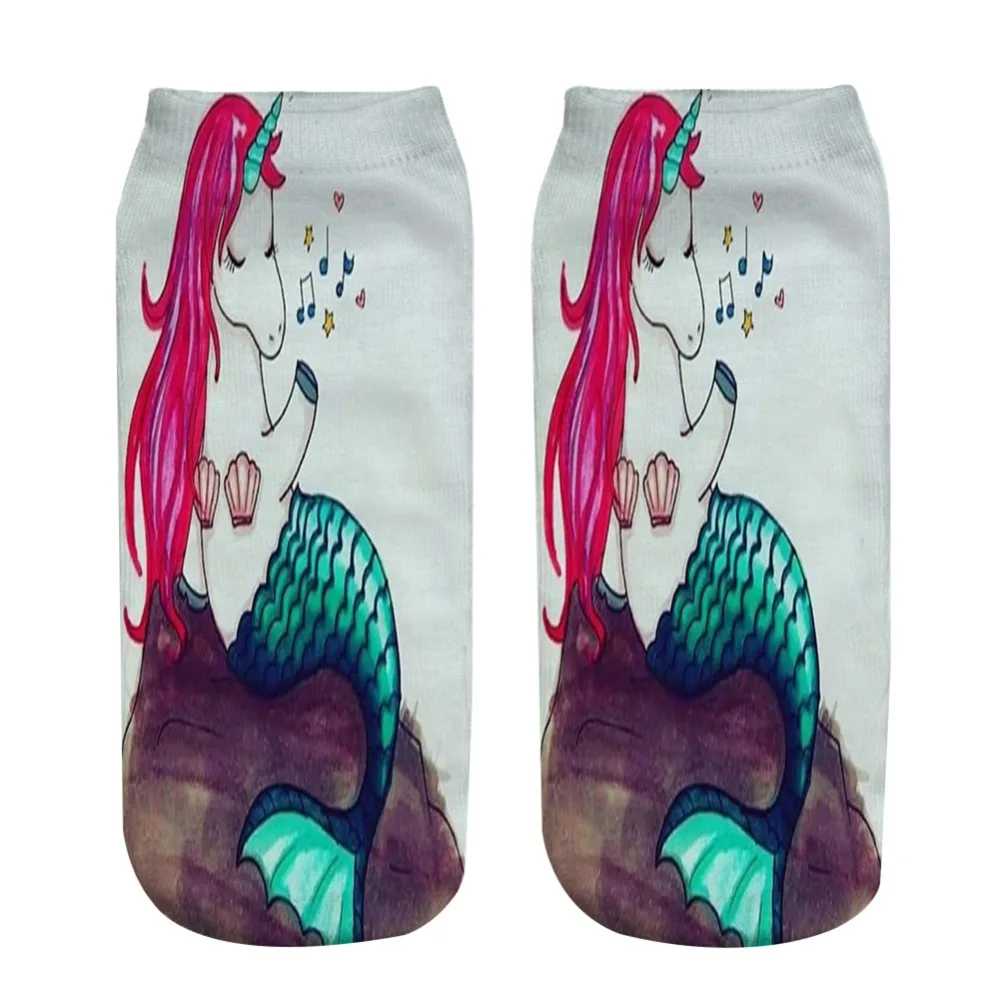 KLV летние носки унисекс с 3D принтом русалки носки для женщин и мужчин Kawaii короткие носки высокого качества с принтом