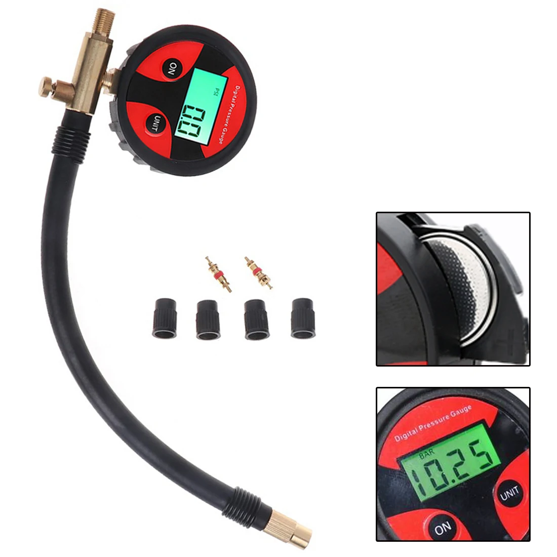 

200PIS Car Truck Bike Auto Tire Air Pressure Gauge Dial Meter Tester Copper+Rubber Digital Tire Pressure Gauge Tool
