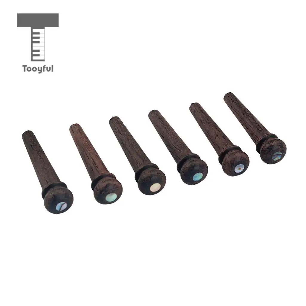 6 Pcs Rosewood Guitar Bridge String Pins Pegs with Inlay Dot for Acoustic Guitar