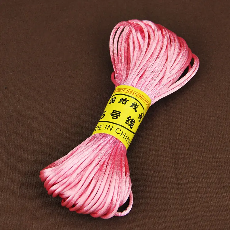 COMEOWN 20 ярдов 2 мм Мягкая атласная трещотка шелковый шнур макраме многоцветный китайский узел нейлоновая нить для DIY аксессуар для изготовления ювелирных изделий - Цвет: Dark Pink