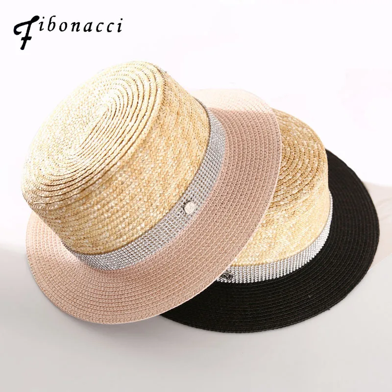 

Fibonacci 2018 New Summer Fedoras Hot Fashion Flat top Straw Hats Brand Quality Beach Shade Female Sunscreen Sun Hat