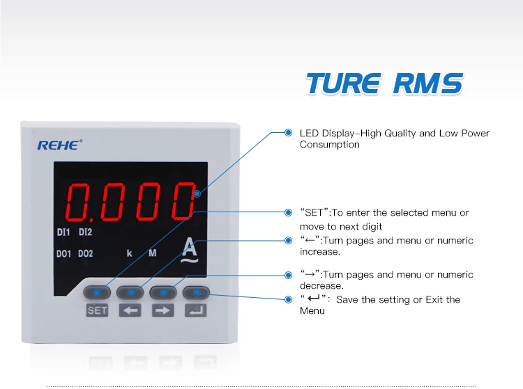 REHE DC RH-DA71 80*80 мм панель Цифровой Измеритель Тока СВЕТОДИОДНЫЙ