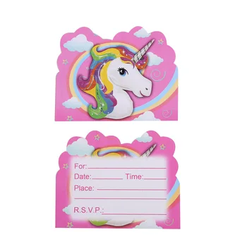 

10pcs Pink Unicorn Party Paper Invitation Card Birthday Party Decorations Kids Baby Shower Cartoon Theme Party Supplies Favors