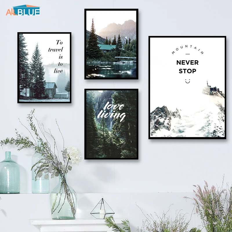 

Nordic Decoration Home Forest Lanscape Wall Art Canvas Snow Poster And Print Painting Decorative Picture For Living Room Quote