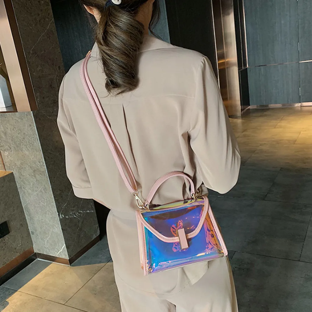 Стиль ПВХ Желейная сумка через плечо прозрачная карамельного цвета женская модная сумка лазерная сумка через плечо сумка Прозрачная женская