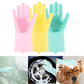 

2pcs/lot Magic Home Dishwashing Gloves Silicone Latex Gloves Eco-Friendly Household Garden Cleaning Gloves Car Pet Caring Helper