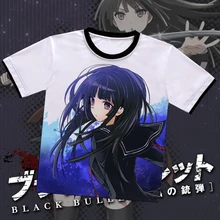 Black bullet Tendou Kisara O Neck T shirt anime short sleeved T shirt summer cosplay