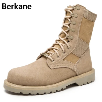 

Army Boots Men Military Boots Winter Waterproof Desert Shoes Leather Fur Plush Black Etanche Outdoor Hunting Botas Large Size