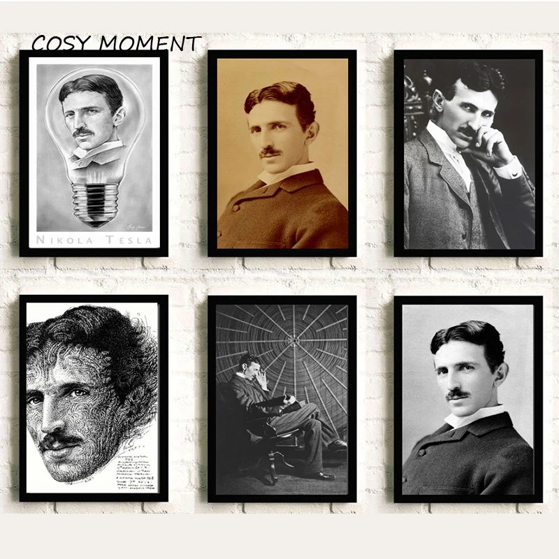 

COSY MOMENT Famous Scientists Nikola Tesla Poster And Prints Black White Canvas Painting Home Picture For Wall Art Poster ZS079