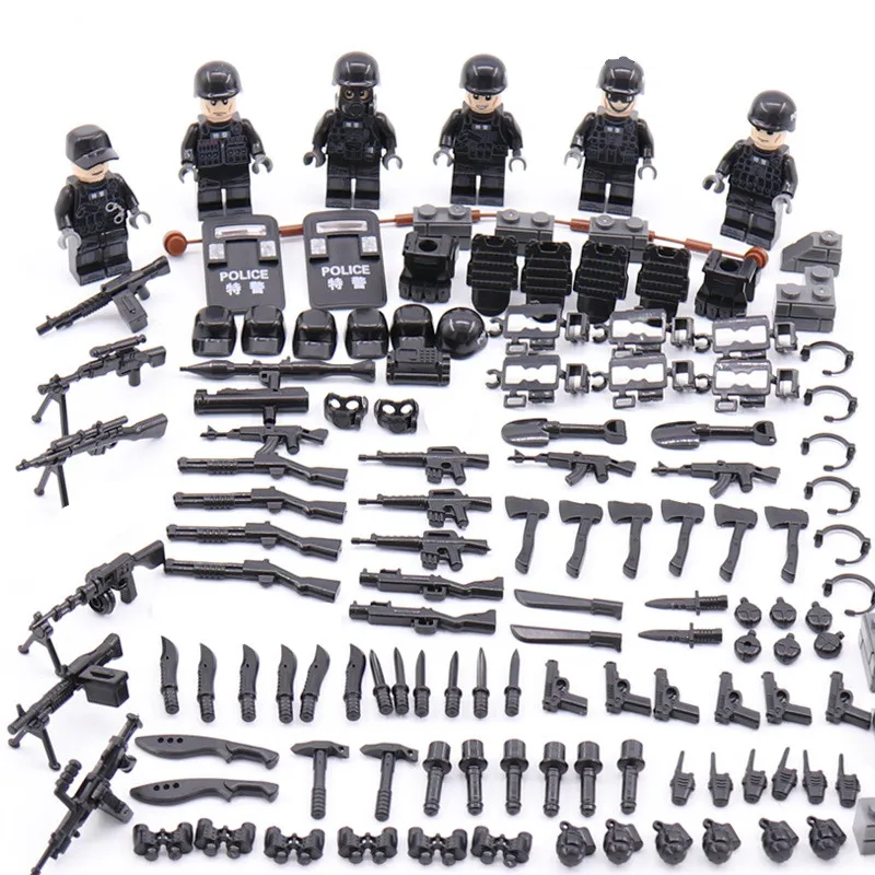 6PCS//Set Military Special SWAT Police Building Bricks Figures Educational Toys