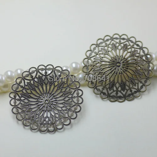 

35mm Vintage Antique Bronze Filigree Circle Flower Blank Bases Diy Jewelry Findings Wholesale