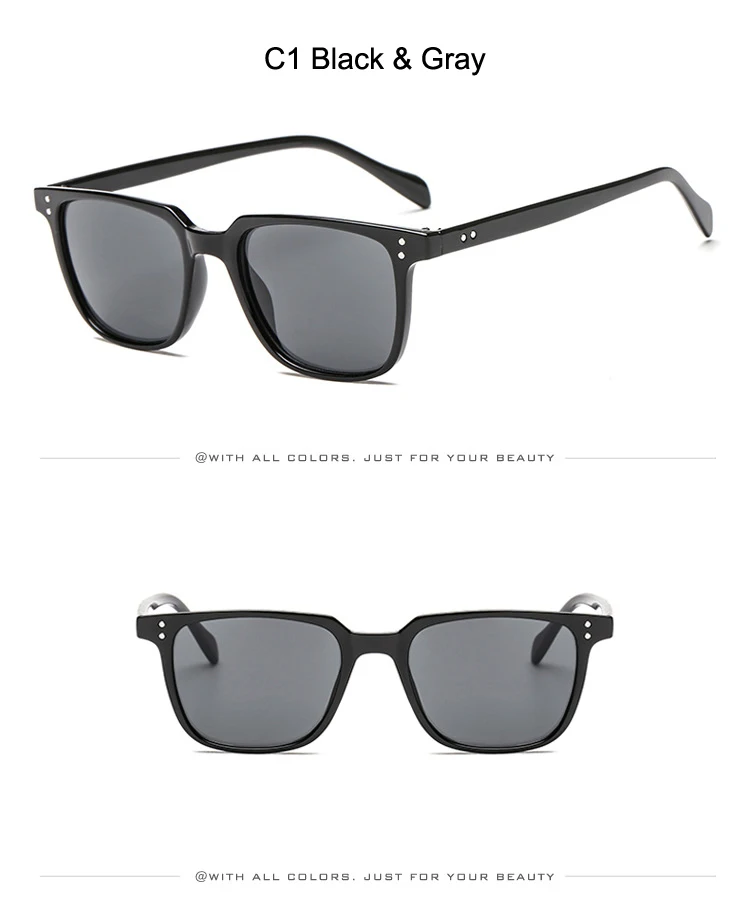 [EL Malus] Ретро фирменный дизайн UV400 квадратная оправа солнцезащитные очки мужские серые Серебристые синие линзы зеркальные солнцезащитные очки для рыбалки - Цвет линз: C1 Black Gray