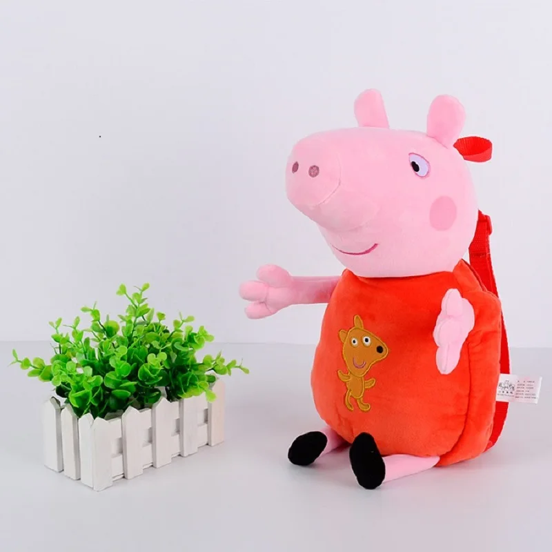 Peppa Pig плюшевые игрушки для мальчиков и девочек дети кавайная Сумка Рюкзак Школьная Сумка 44 см Peppa George мультфильм сумка Мягкие плюшевые куклы - Цвет: Peppa Backpack 44cm