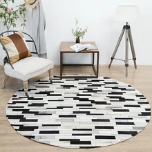 Роскошные теплые Прошитые круглый ковер круглые из натуральной коровьей кожи, меха ковер для гостиной спальня украшения американский стиль