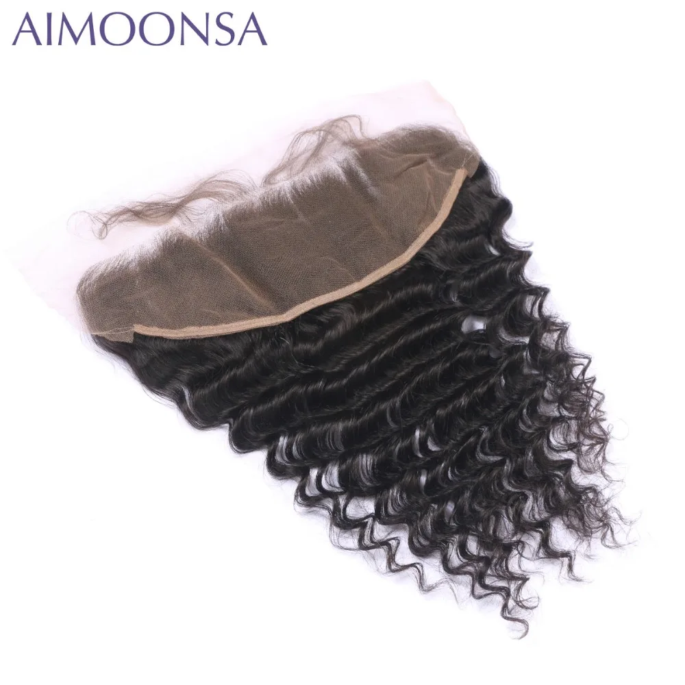 Deep Wave Brazilian Hair Frontal Lace Frontal Hair Remy Human Hair Free Shipping Natural Color 10\