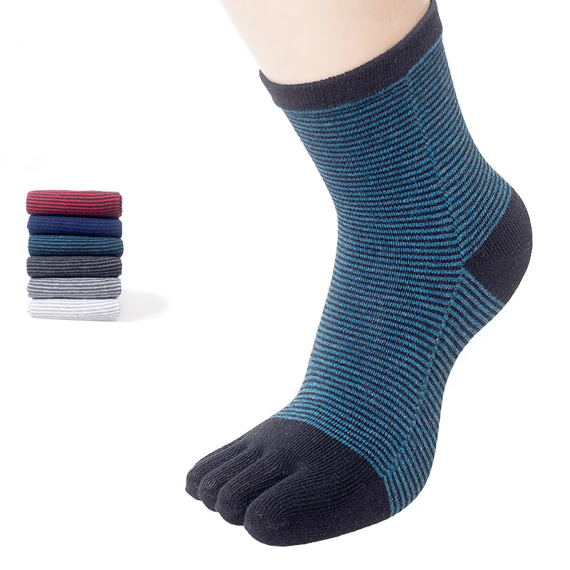 1 Pair Men's Five Finger Socks for Male Striped Printed Socks