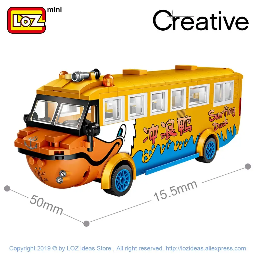 Лоз мини-блоки для серфинга утка-амфибия автобус Утка Лодка путешествие автомобиль модель Развивающие игрушки для детей мини Строительные кирпичи подарки DIY