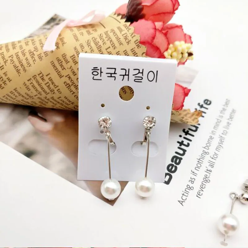 

Grace Jun New Brand Fashion Rhinestone Simulated Pearl Clip on Earrings No Pierced and Pierced Earrings Charm Pierced Earrings