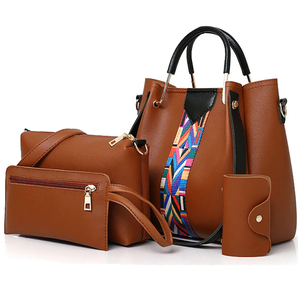 OCARDIAN, женские сумки, 4 шт., женская сумка с принтом в стиле ретро, одноцветная сумка на плечо,, дизайн, сумка на плечо, 932917 - Цвет: Brown