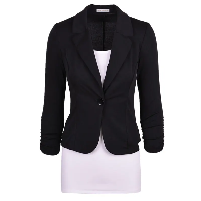 

New Women Blazer Spring Slim Top Elegant Single Button Short Design Big Size Blazer Suit Female Suit & Women Work Wear MZ1498
