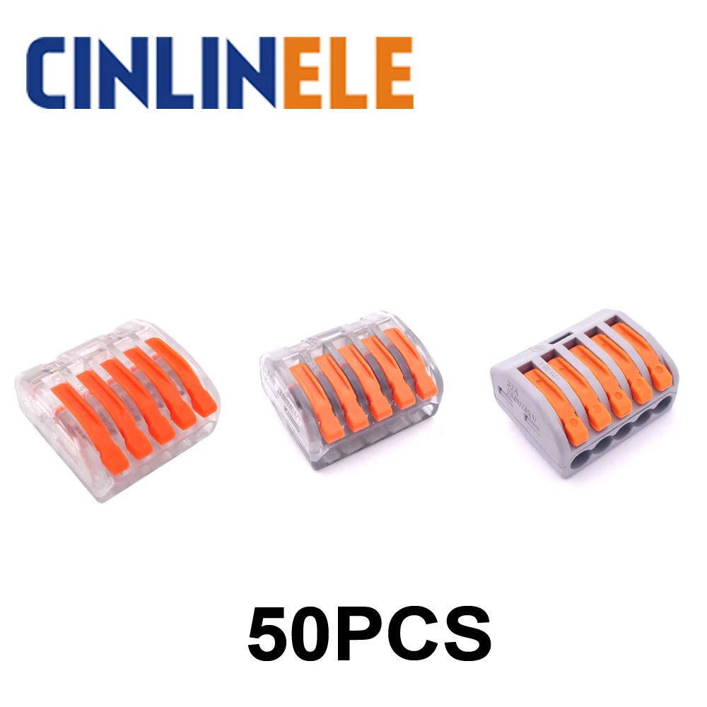 

50pcs mini fast WAGO Connector 222-415 PCT-215 Universal Compact Wire Wiring Connector 5 pin Conductor Terminal Block