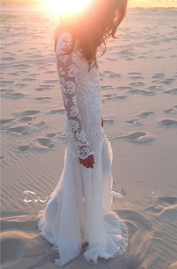 2014The new/full sleeve design/White lace sheer beach wedding | Свадьбы и торжества