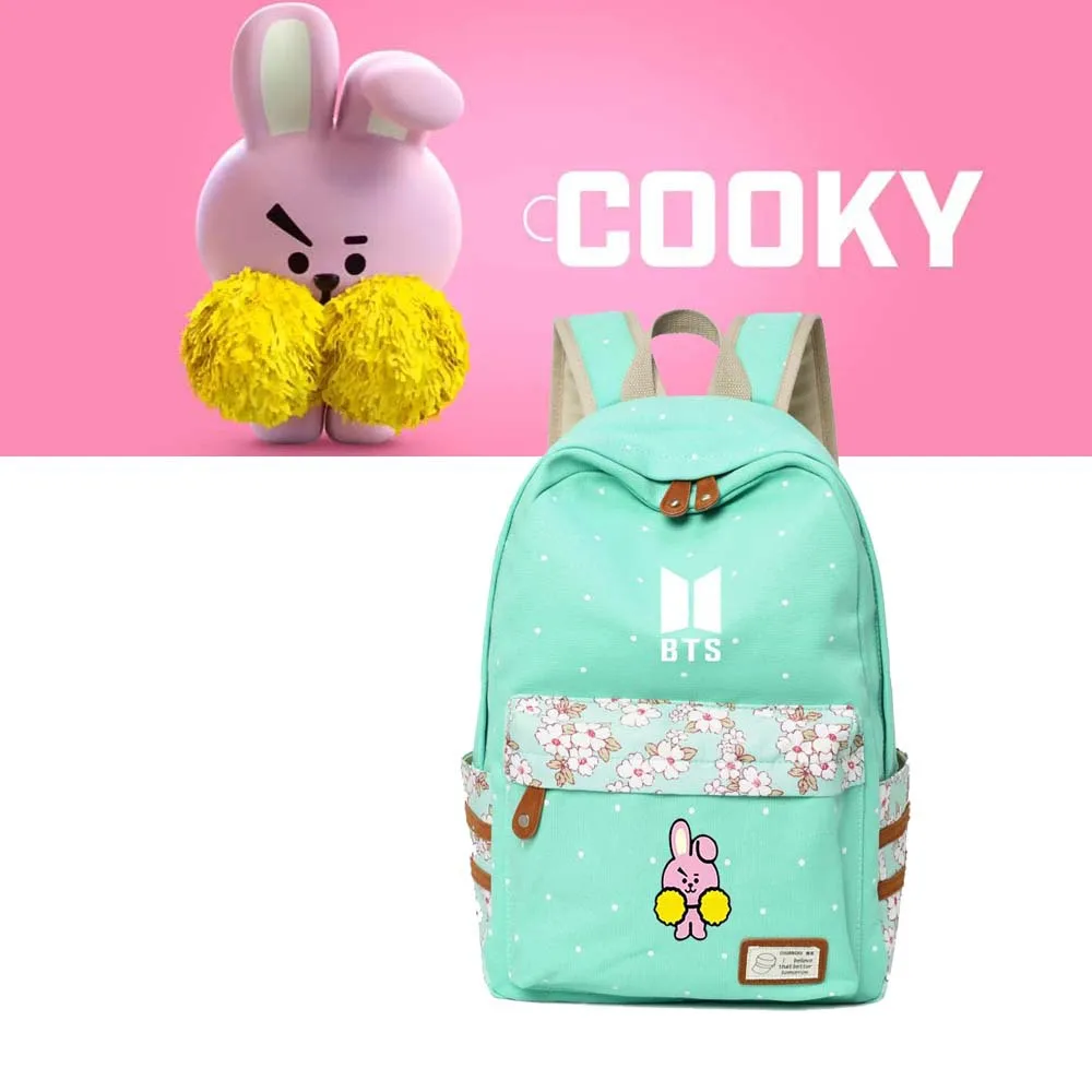 

kpop new bts Harajuku bt21 Same paragraph Cartoon backpack bts jungkook suga student schoolbag purse Korean canvas backpacks