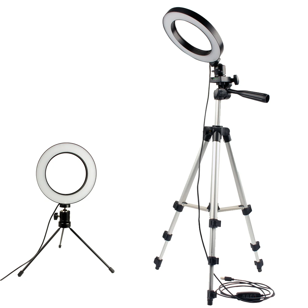 Dimmable 3200 5500K Led Ring Light with Tripod Stand USB Plug Photo
