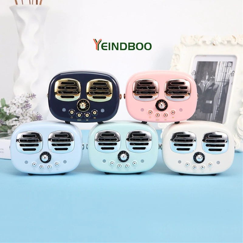 

YEINDBOO Dual Speaker Retro Wireless Bluetooth Speaker Mini Portable Multifunctional Speaker Support TF Card U Disk For Home