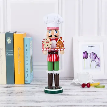 

New 38Cm High Christmas Holiday Nutcracker Chef Vintage German Wooden Table Walnut Toy Zakka Dolls