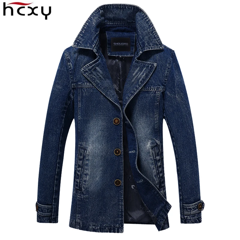 

HCXY 2018 Commerce Casual Slim Mens Denim Jacket Size M-4XL Bomber Jacket Men High Quality cotton Cowboy Men's Jean Jacket