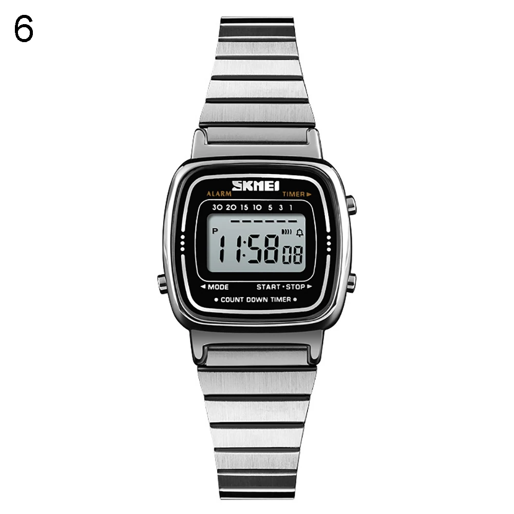 Модные женские водонепроницаемые наручные часы с цифровым сигналом обратного отсчета, деловые часы - Цвет: Серебристый