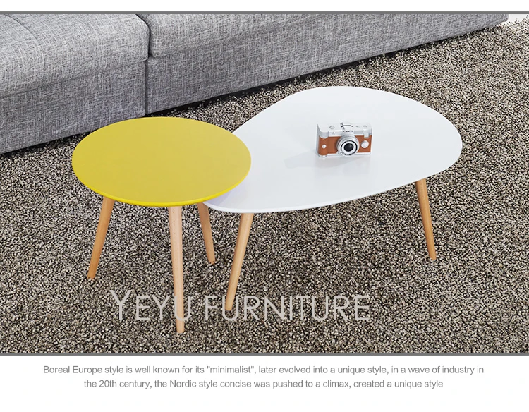 Design moderno Sólida base De Madeira Com MDF Tampo da Mesa De Café Chá Mesa Lateral Mesa Final tamanho Diferente altura combinar moda