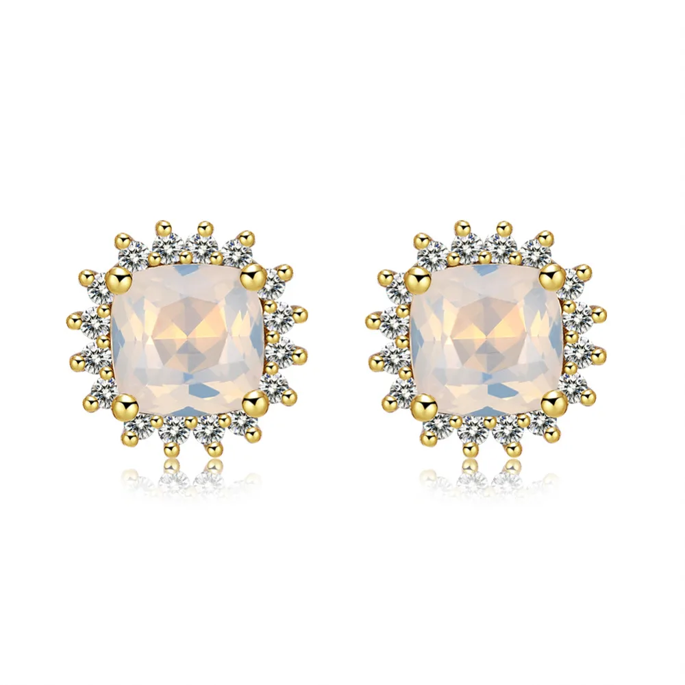 Fashion Jewelry Stone Sunflower Stud Earrings with Austrian Crystal