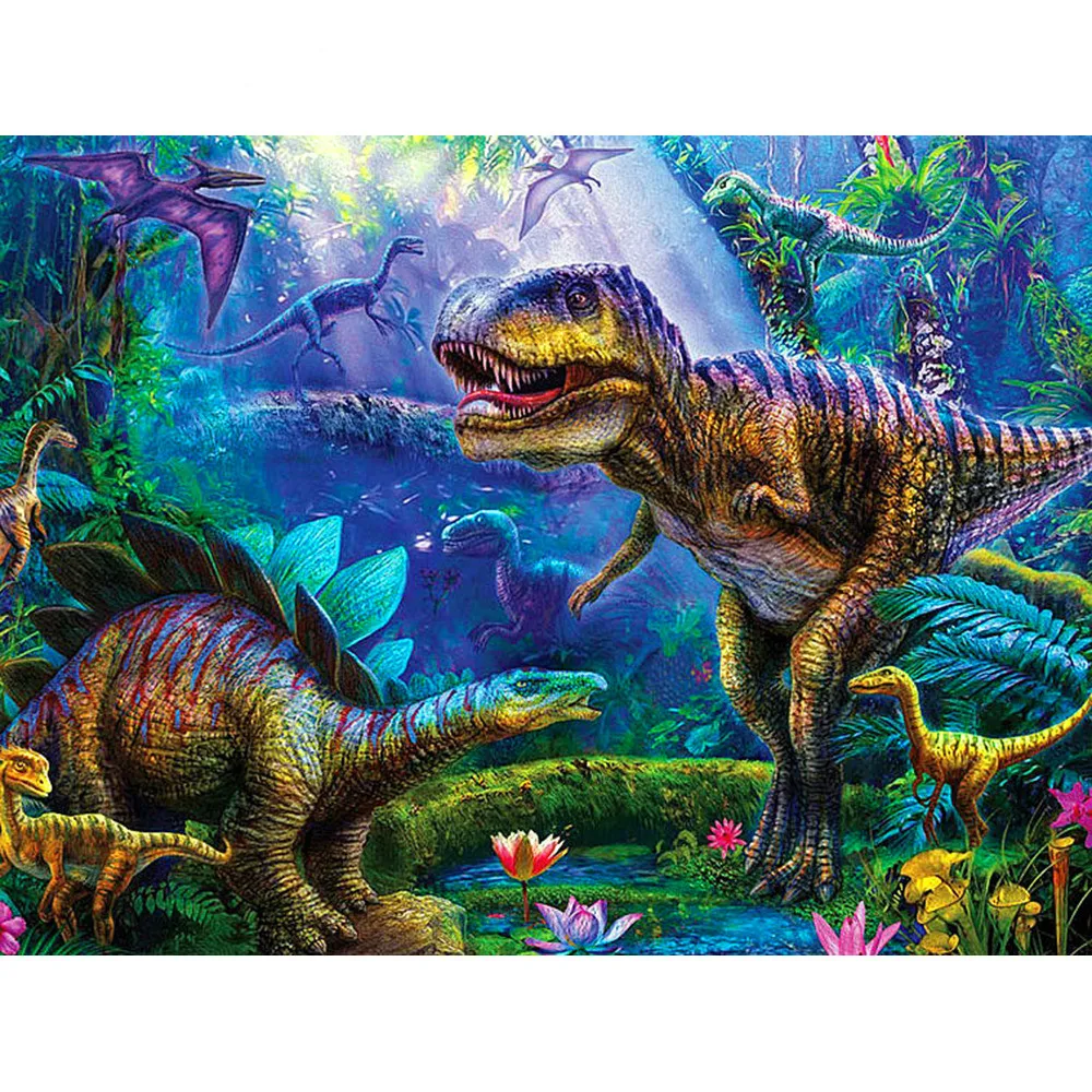Fezrgea Diamond Painting New Round Stones Animals Embroidery Sale Dinosaur Picture Of Rhinestones Hobby And Handicraft | Дом и сад