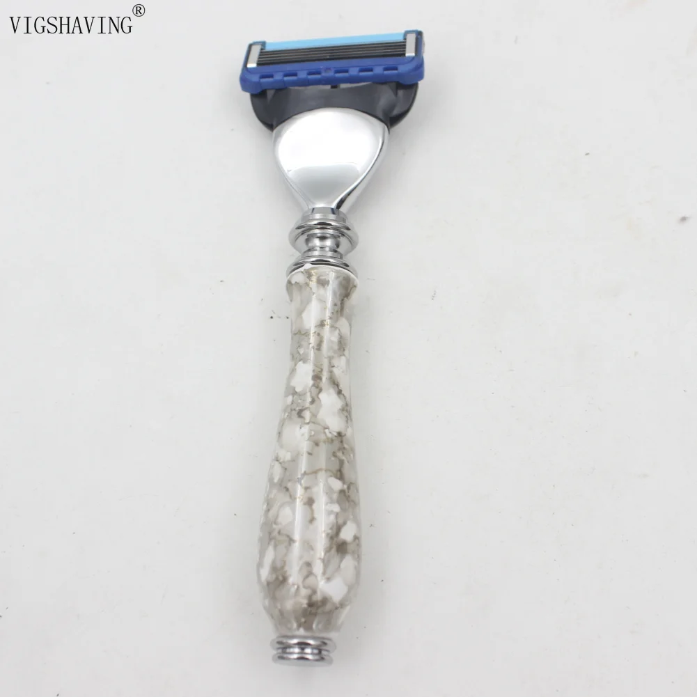 VIGSHAVING керамика бритвенная ручка подарки для мужчин бритва - Цвет: Grey Marble Color