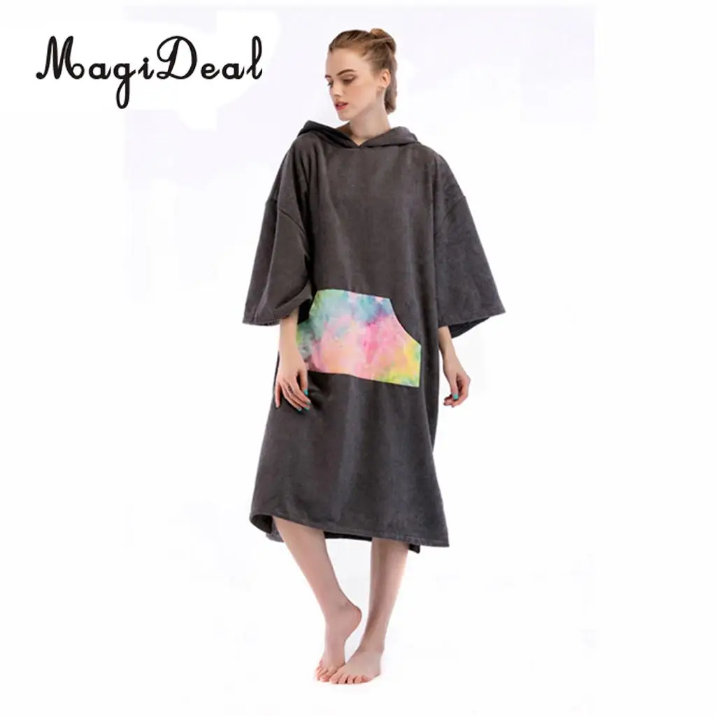 

Changing Robe Bath Towel Bathrobe for Adult Surf Poncho Microfiber Shower Hair Compressed Towels Robe with Large Pocket & Hood