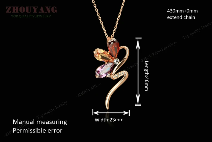 ZHOUYANG Top Quality ZYN074 Magic Snake Necklace Rose Gold Color Fashion Jewellery Nickel Free Pendant Crystal